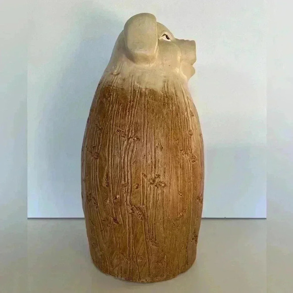 MANN Signed Studio Pottery Pig Piglet Shelf Decor 12" Brown Neutral Farmhouse - Picture 4 of 15